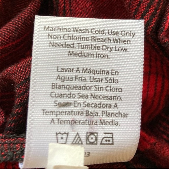 Time and Tru Red + Black Plaid Long Sleeve Mini Dress | 100% Cotton | Size 22 - Picture 5 of 9